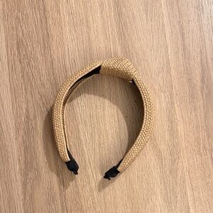 Woven Straw Knotted Headband in Natural Tan